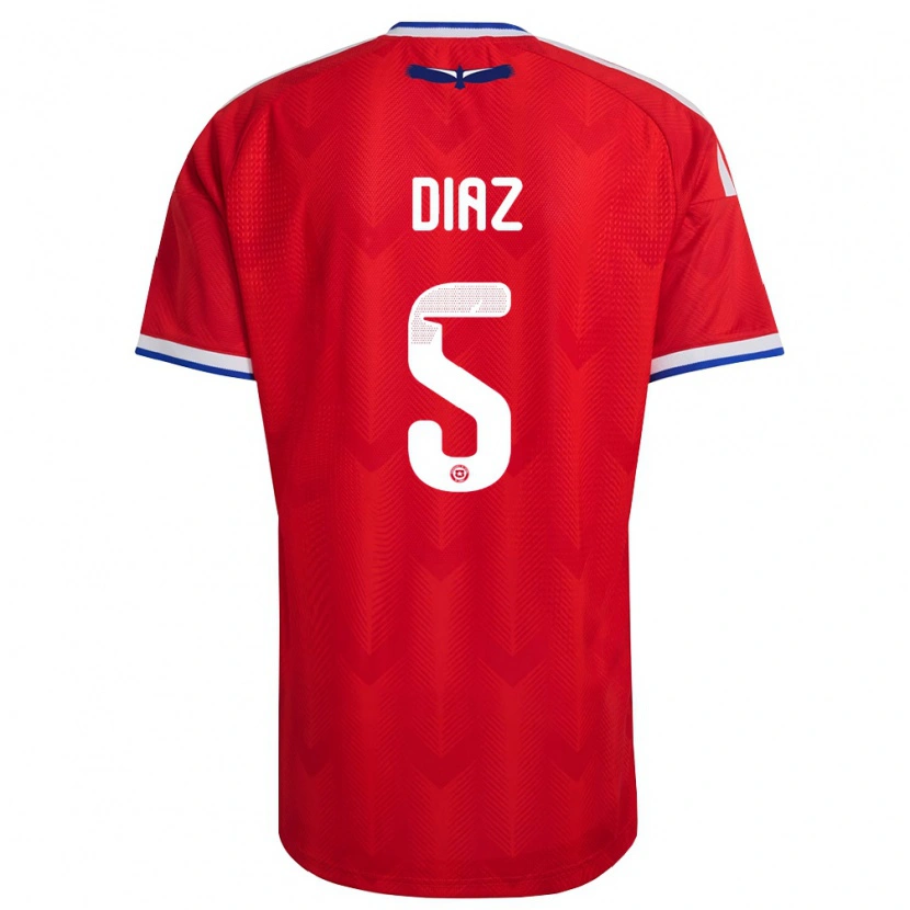 Danxen Män Chile Paulo Díaz #5 Röd Vit Blå Hemmatröja Matchtröjor 26-28 Tröjor T-Tröja