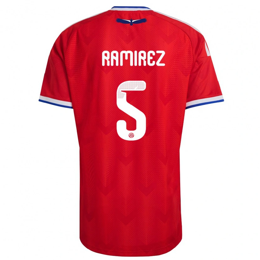 Danxen Män Chile Fernanda Ramírez #5 Röd Vit Blå Hemmatröja Matchtröjor 26-28 Tröjor T-Tröja