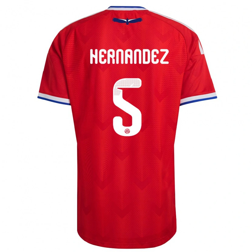 Danxen Män Chile Monserrat Hernández #5 Röd Vit Blå Hemmatröja Matchtröjor 26-28 Tröjor T-Tröja