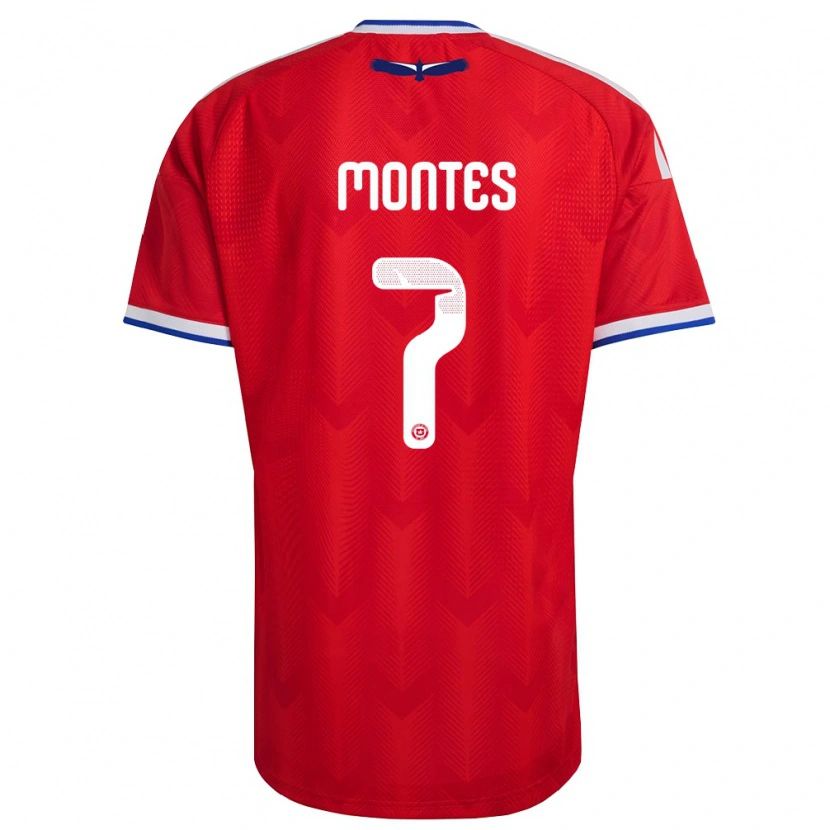 Danxen Män Chile Clemente Montes #7 Röd Vit Blå Hemmatröja Matchtröjor 26-28 Tröjor T-Tröja