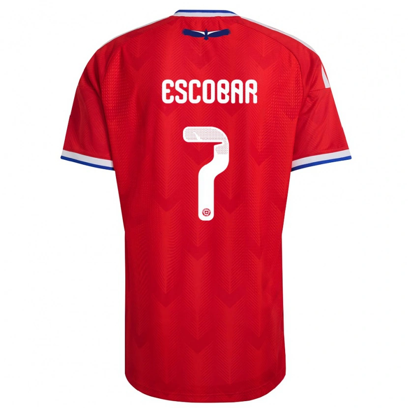 Danxen Män Chile Bastián Escobar #7 Röd Vit Blå Hemmatröja Matchtröjor 26-28 Tröjor T-Tröja