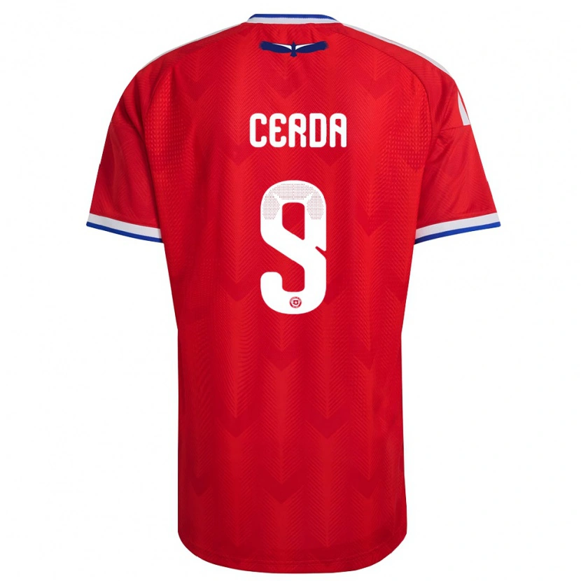 Danxen Män Chile Axel Cerda #9 Röd Vit Blå Hemmatröja Matchtröjor 26-28 Tröjor T-Tröja