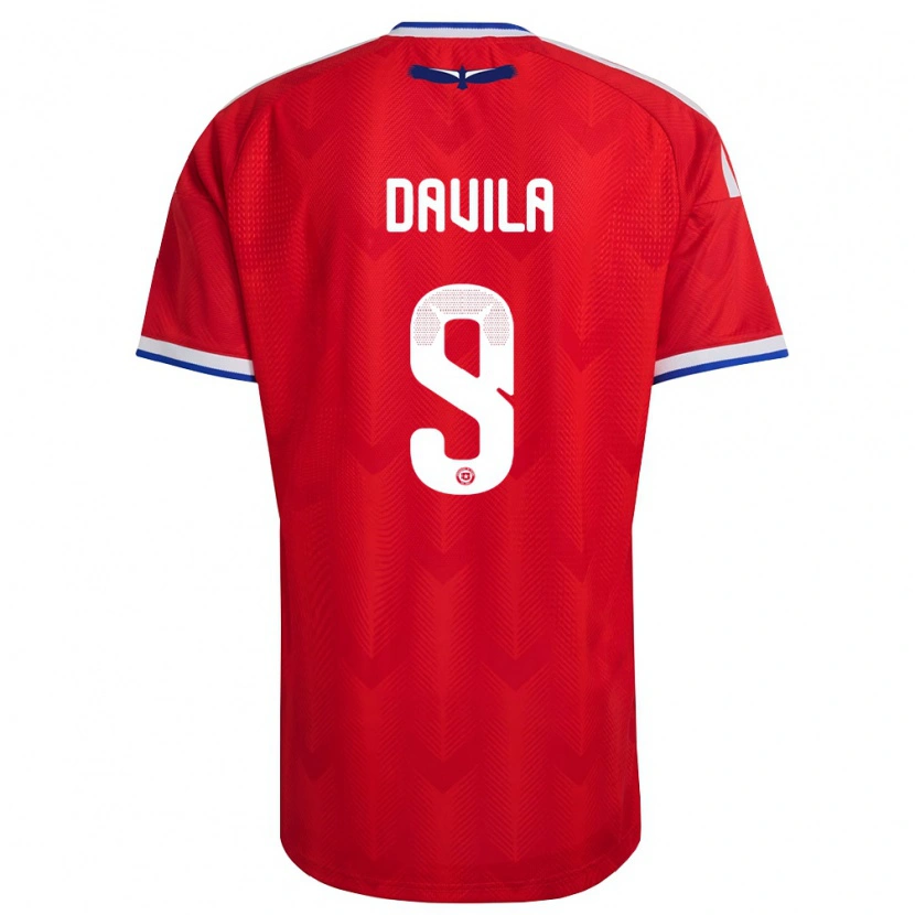Danxen Män Chile Víctor Dávila #9 Röd Vit Blå Hemmatröja Matchtröjor 26-28 Tröjor T-Tröja