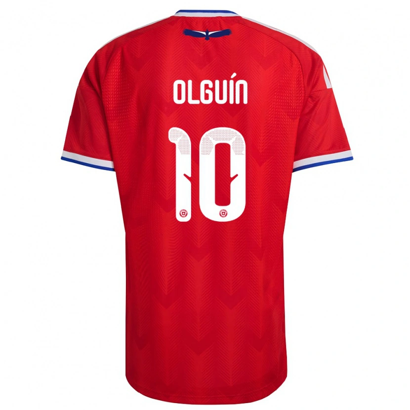 Danxen Män Chile Agustín Olguín #10 Röd Vit Blå Hemmatröja Matchtröjor 26-28 Tröjor T-Tröja