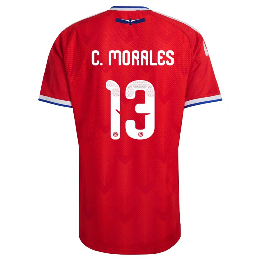 Danxen Män Chile Cristián Morales #13 Röd Vit Blå Hemmatröja Matchtröjor 26-28 Tröjor T-Tröja