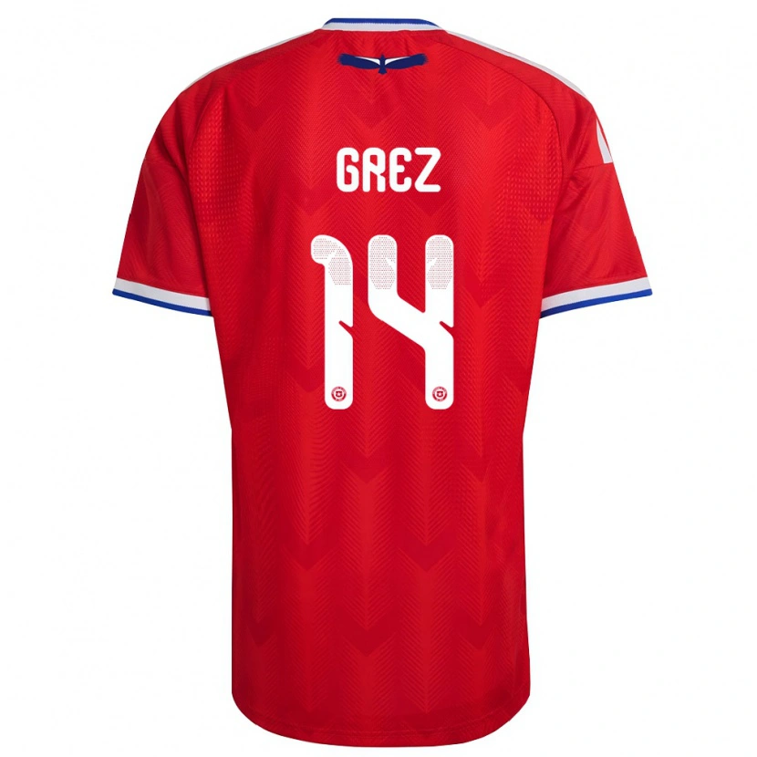 Danxen Män Chile Javiera Grez #14 Röd Vit Blå Hemmatröja Matchtröjor 26-28 Tröjor T-Tröja