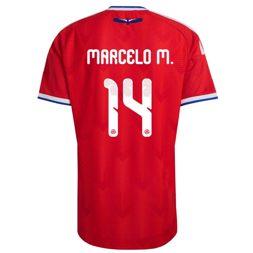 Danxen Män Chile Marcelo Morales #14 Röd Vit Blå Hemmatröja Matchtröjor 26-28 Tröjor T-Tröja