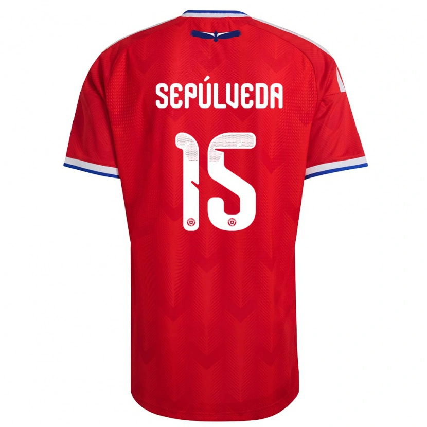 Danxen Män Chile Matías Sepúlveda #15 Röd Vit Blå Hemmatröja Matchtröjor 26-28 Tröjor T-Tröja