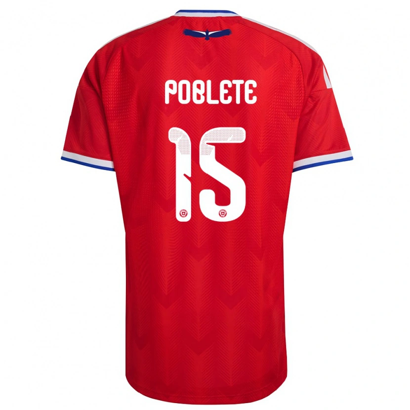 Danxen Män Chile Jaime Poblete #15 Röd Vit Blå Hemmatröja Matchtröjor 26-28 Tröjor T-Tröja