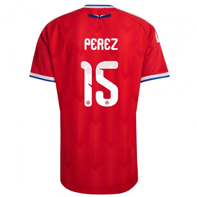 Danxen Män Chile Ignacio Pérez #15 Röd Vit Blå Hemmatröja Matchtröjor 26-28 Tröjor T-Tröja