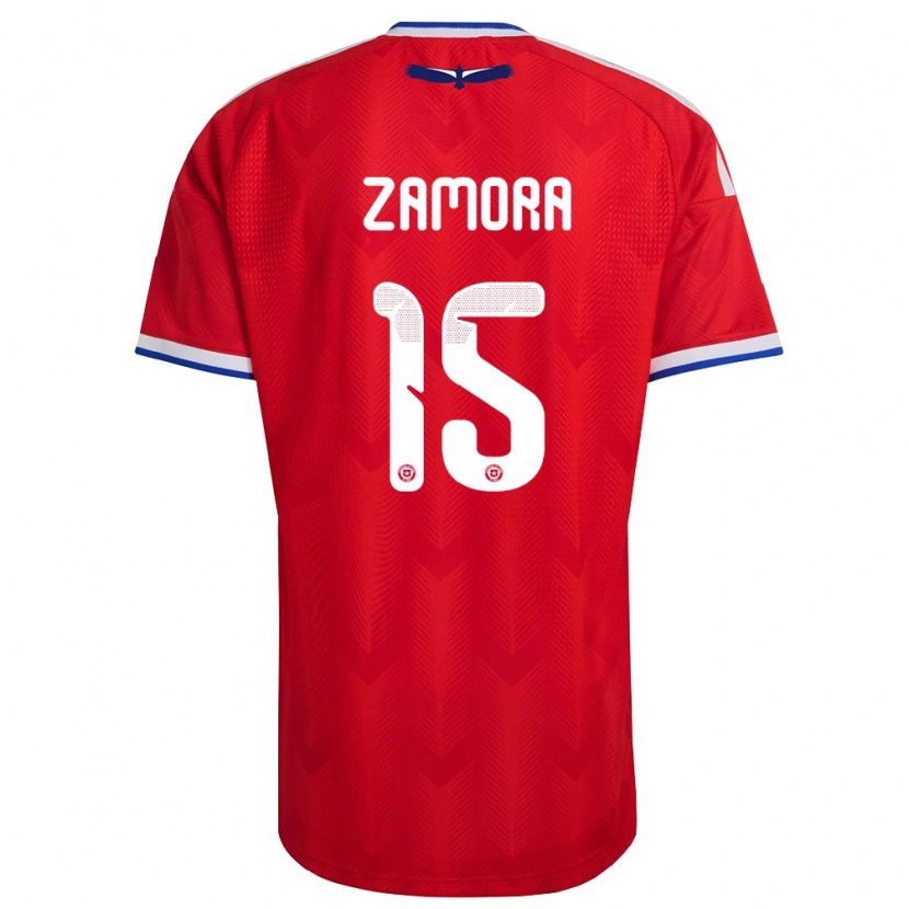 Danxen Män Chile Daniela Zamora #15 Röd Vit Blå Hemmatröja Matchtröjor 26-28 Tröjor T-Tröja