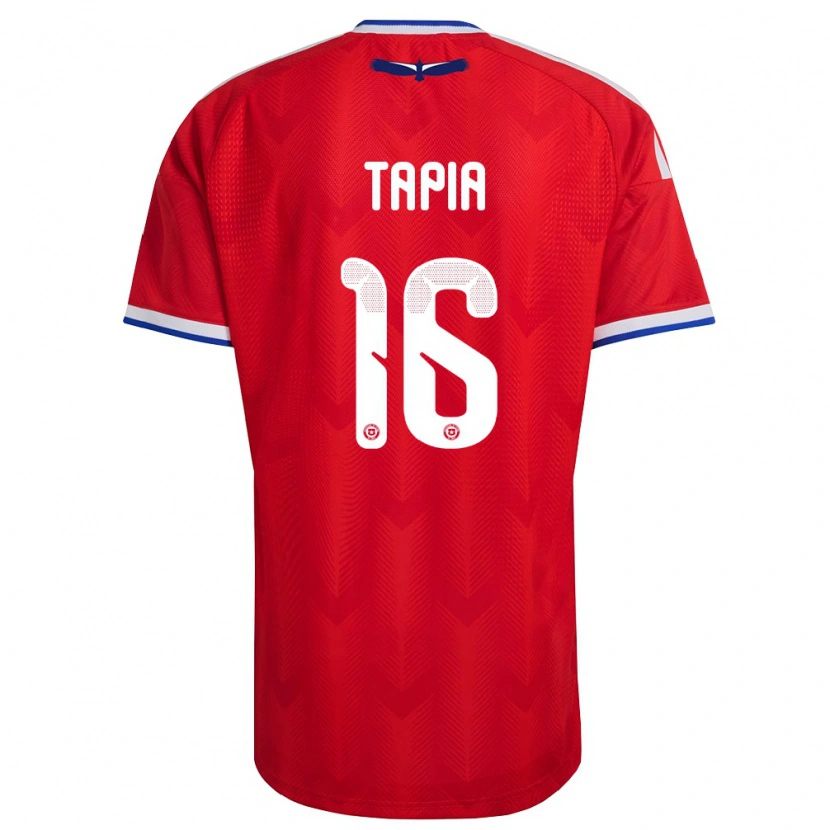 Danxen Män Chile Gonzalo Tapia #16 Röd Vit Blå Hemmatröja Matchtröjor 26-28 Tröjor T-Tröja