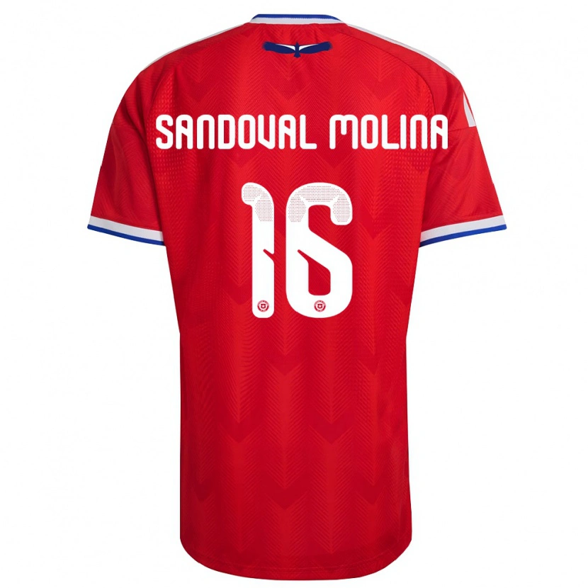 Danxen Män Chile Mario Sandoval #16 Röd Vit Blå Hemmatröja Matchtröjor 26-28 Tröjor T-Tröja