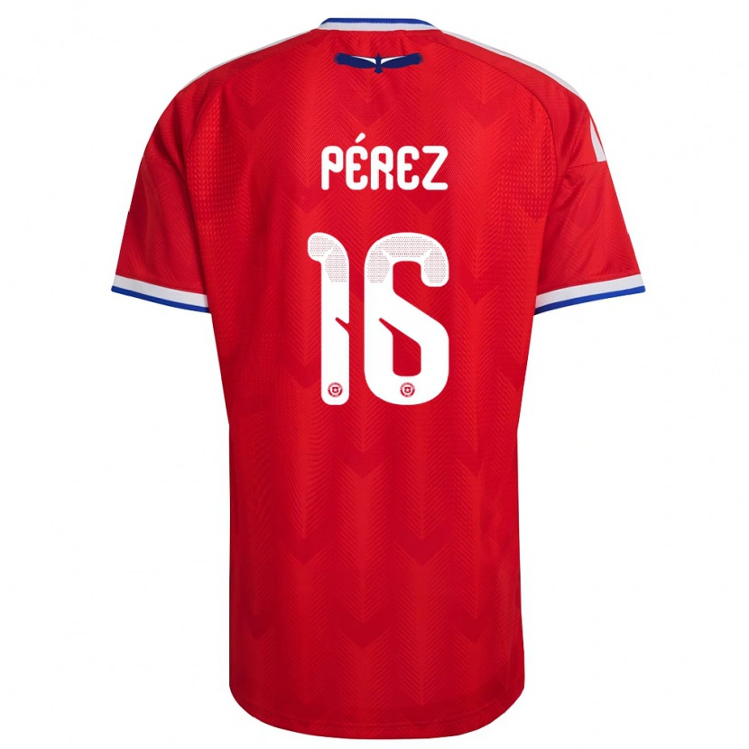 Danxen Män Chile Nicolás Pérez #16 Röd Vit Blå Hemmatröja Matchtröjor 26-28 Tröjor T-Tröja