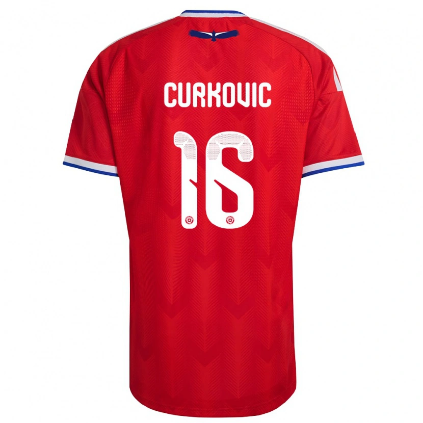 Danxen Män Chile Andro Curkovic #16 Röd Vit Blå Hemmatröja Matchtröjor 26-28 Tröjor T-Tröja