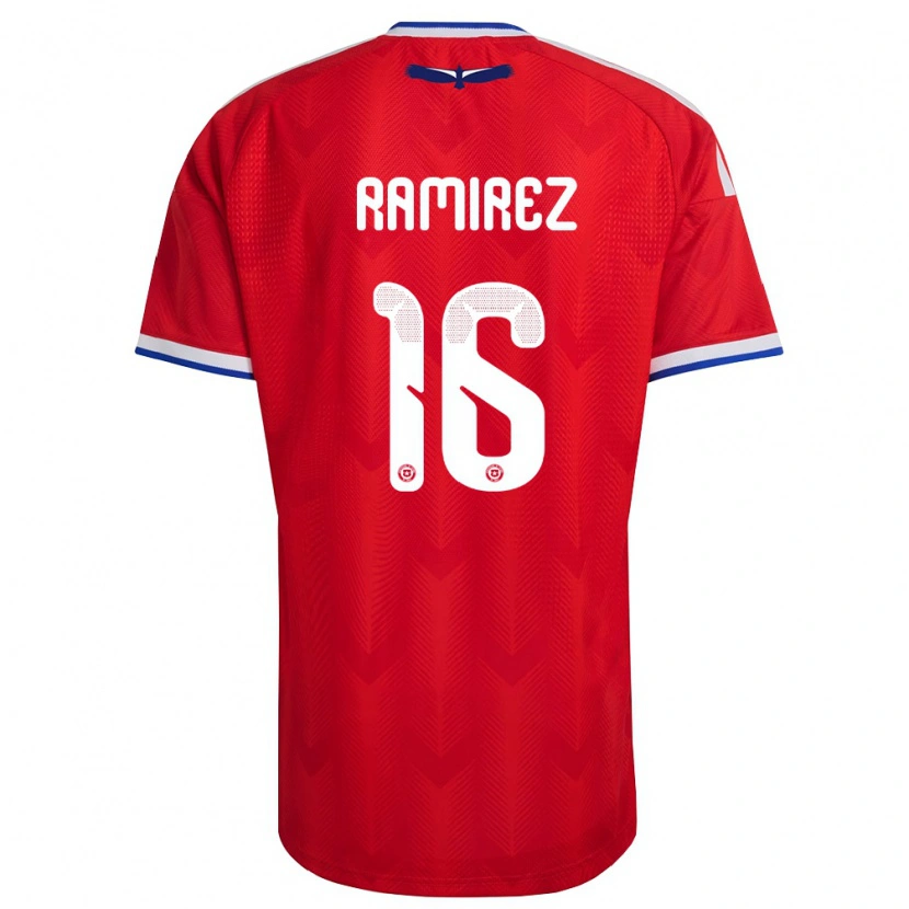 Danxen Män Chile Vicente Ramírez #16 Röd Vit Blå Hemmatröja Matchtröjor 26-28 Tröjor T-Tröja