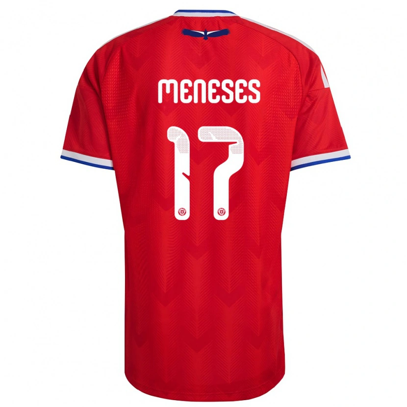Danxen Män Chile Joaquín Meneses #17 Röd Vit Blå Hemmatröja Matchtröjor 26-28 Tröjor T-Tröja