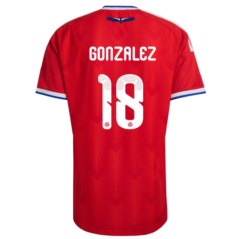 Danxen Män Chile Bryan González #18 Röd Vit Blå Hemmatröja Matchtröjor 26-28 Tröjor T-Tröja