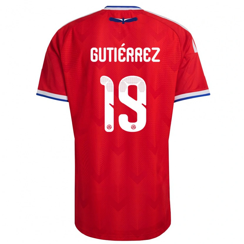 Danxen Män Chile Maximiliano Gutiérrez #19 Röd Vit Blå Hemmatröja Matchtröjor 26-28 Tröjor T-Tröja
