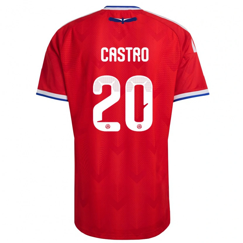 Danxen Män Chile Benjamín Castro #20 Röd Vit Blå Hemmatröja Matchtröjor 26-28 Tröjor T-Tröja