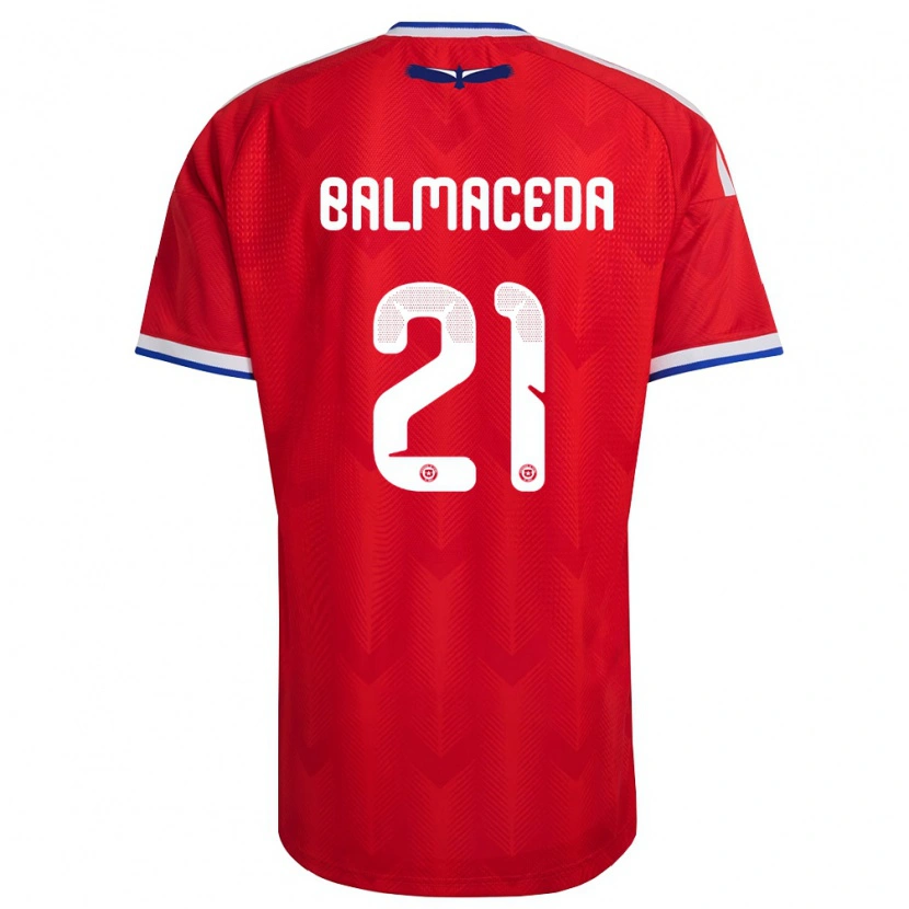 Danxen Män Chile Rosario Balmaceda #21 Röd Vit Blå Hemmatröja Matchtröjor 26-28 Tröjor T-Tröja
