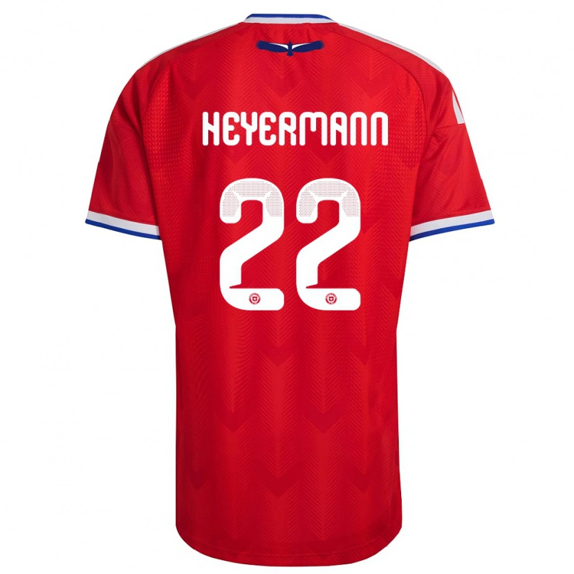 Danxen Män Chile Agustina Heyermann #22 Röd Vit Blå Hemmatröja Matchtröjor 26-28 Tröjor T-Tröja