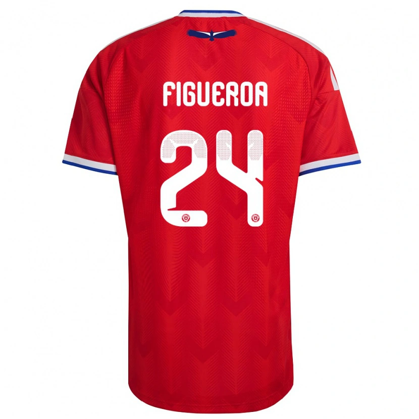 Danxen Män Chile Ámbar Figueroa #24 Röd Vit Blå Hemmatröja Matchtröjor 26-28 Tröjor T-Tröja