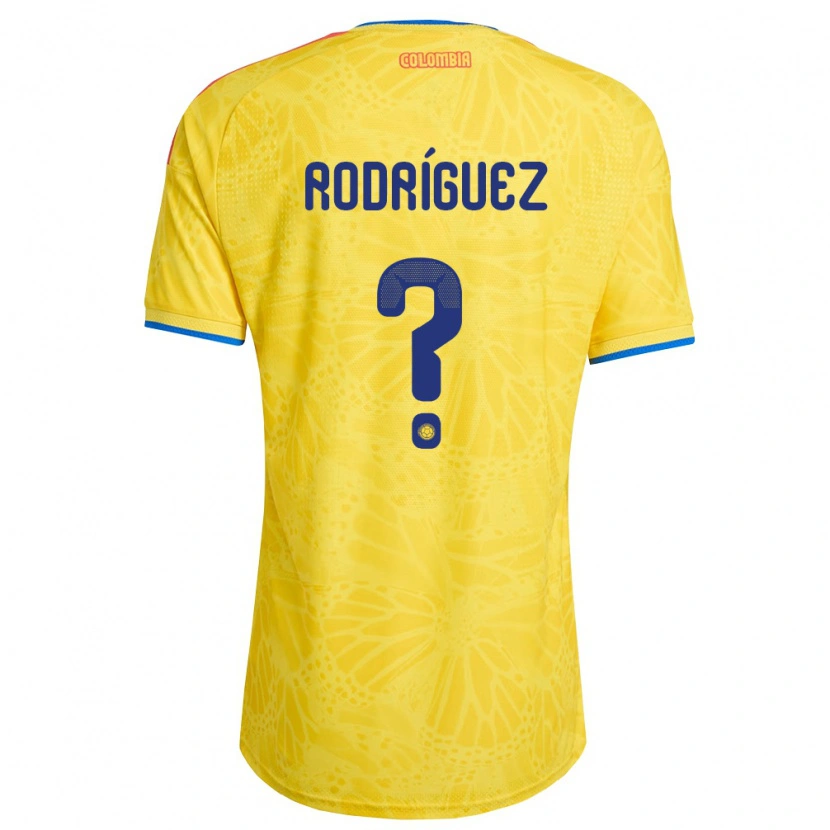 Danxen Män Colombia Juan Rodríguez #0 Gul Blå Röd Hemmatröja Matchtröjor 26-28 Tröjor T-Tröja