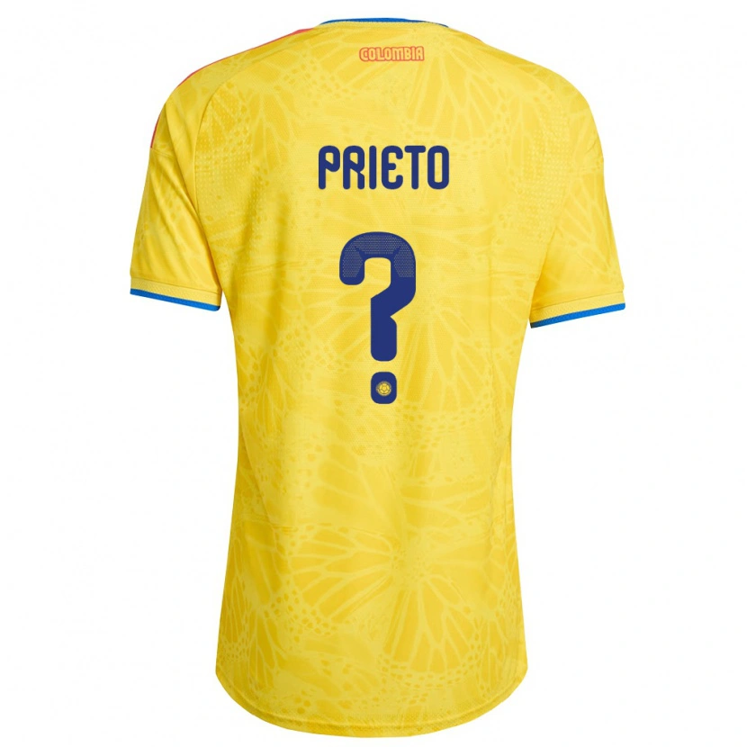Danxen Män Colombia Dylan Prieto #0 Gul Blå Röd Hemmatröja Matchtröjor 26-28 Tröjor T-Tröja