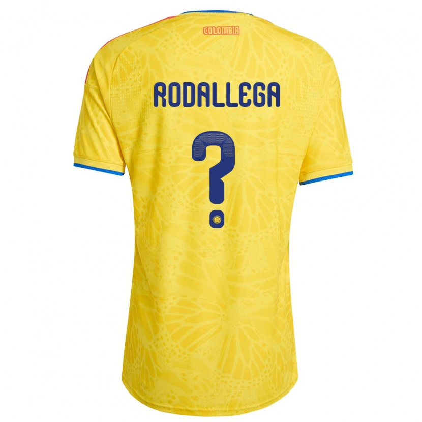 Danxen Män Colombia Johan Rodallega #0 Gul Blå Röd Hemmatröja Matchtröjor 26-28 Tröjor T-Tröja