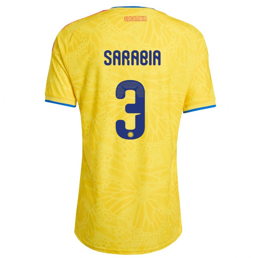 Danxen Män Colombia Carlos Sarabia #3 Gul Blå Röd Hemmatröja Matchtröjor 26-28 Tröjor T-Tröja