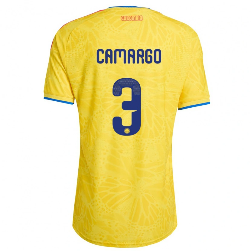 Danxen Män Colombia Andrés Camargo #3 Gul Blå Röd Hemmatröja Matchtröjor 26-28 Tröjor T-Tröja