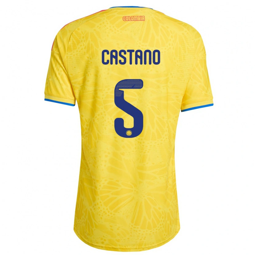 Danxen Män Colombia Kevin Castaño #5 Gul Blå Röd Hemmatröja Matchtröjor 26-28 Tröjor T-Tröja