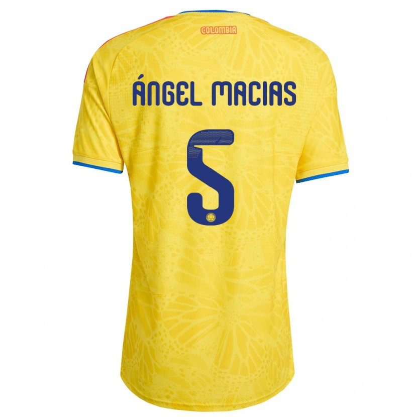 Danxen Män Colombia Criss Ángel Macias #5 Gul Blå Röd Hemmatröja Matchtröjor 26-28 Tröjor T-Tröja