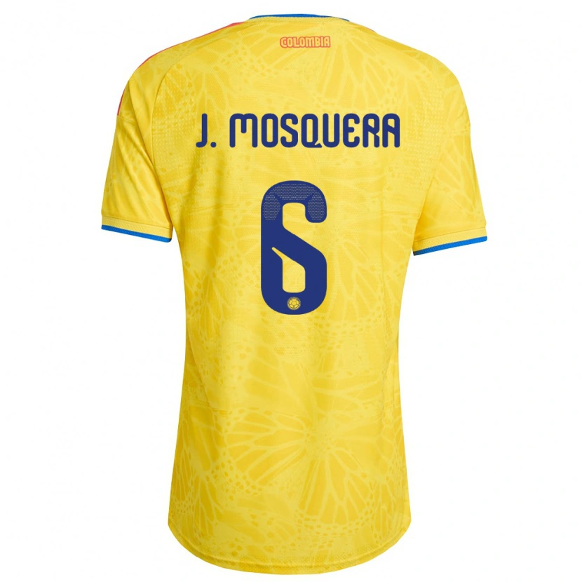 Danxen Män Colombia Juan Mosquera #6 Gul Blå Röd Hemmatröja Matchtröjor 26-28 Tröjor T-Tröja