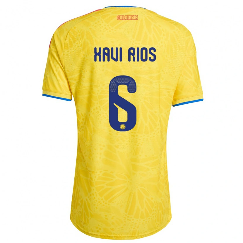 Danxen Män Colombia Xavi Ríos #6 Gul Blå Röd Hemmatröja Matchtröjor 26-28 Tröjor T-Tröja