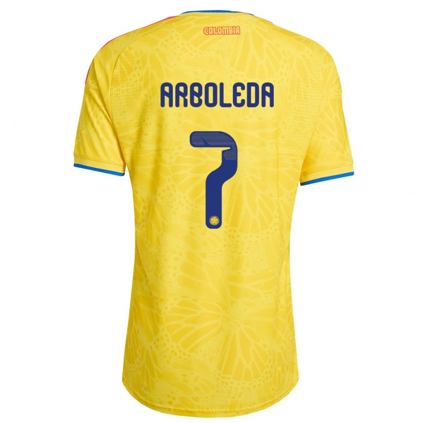 Danxen Män Colombia Cristian Arboleda #7 Gul Blå Röd Hemmatröja Matchtröjor 26-28 Tröjor T-Tröja