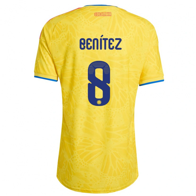 Danxen Män Colombia Royner Benítez #8 Gul Blå Röd Hemmatröja Matchtröjor 26-28 Tröjor T-Tröja