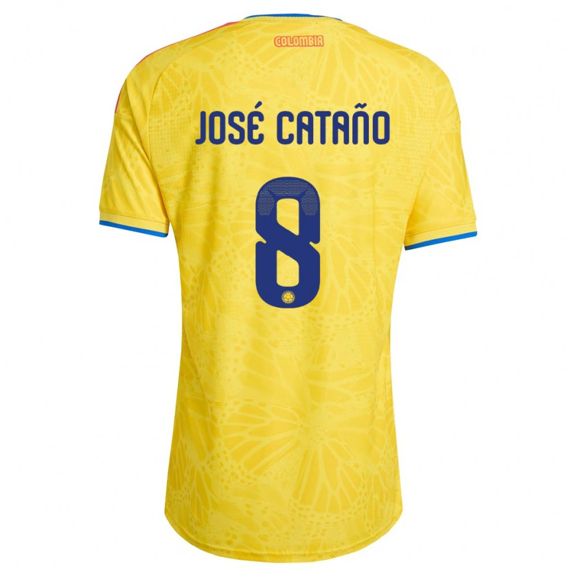 Danxen Män Colombia Juan José Cataño #8 Gul Blå Röd Hemmatröja Matchtröjor 26-28 Tröjor T-Tröja