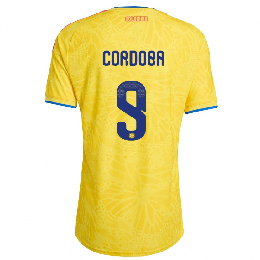 Danxen Män Colombia Jhon Córdoba #9 Gul Blå Röd Hemmatröja Matchtröjor 26-28 Tröjor T-Tröja