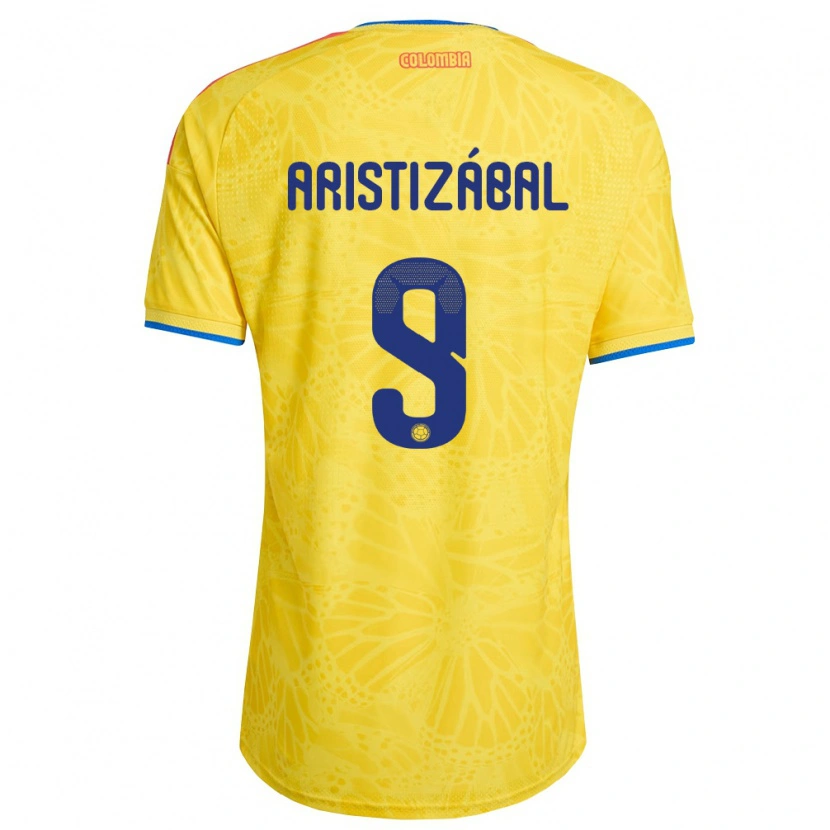 Danxen Män Colombia Emilio Aristizábal #9 Gul Blå Röd Hemmatröja Matchtröjor 26-28 Tröjor T-Tröja