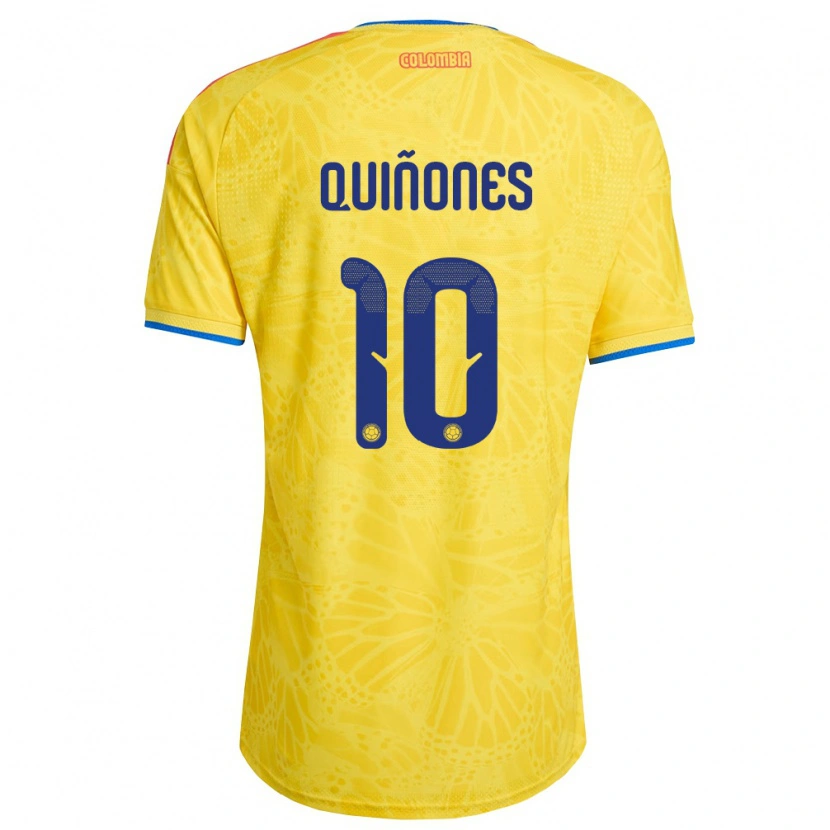 Danxen Män Colombia Deivi Quiñones #10 Gul Blå Röd Hemmatröja Matchtröjor 26-28 Tröjor T-Tröja