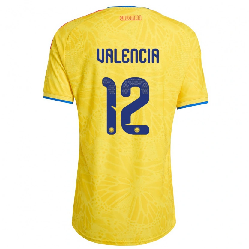 Danxen Män Colombia Nicolás Valencia #12 Gul Blå Röd Hemmatröja Matchtröjor 26-28 Tröjor T-Tröja