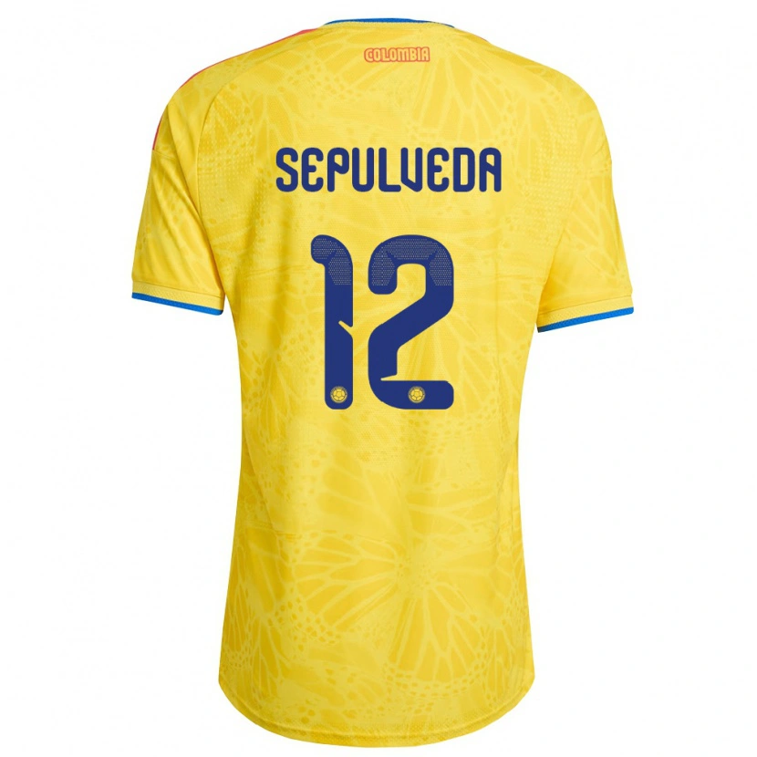 Danxen Män Colombia Sandra Sepúlveda #12 Gul Blå Röd Hemmatröja Matchtröjor 26-28 Tröjor T-Tröja