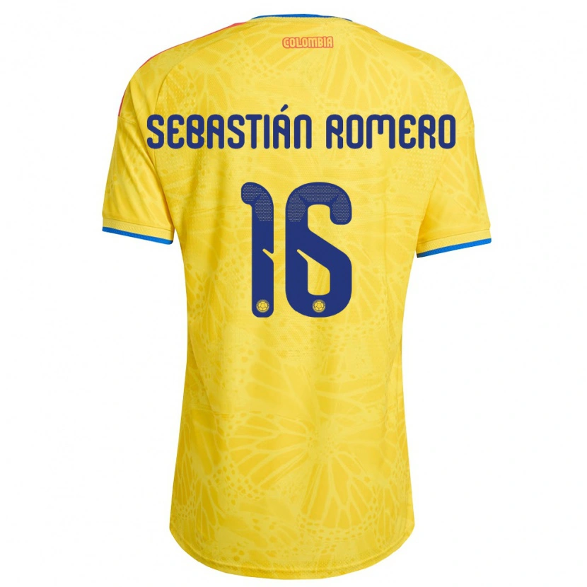 Danxen Män Colombia Joel Sebastián Romero #16 Gul Blå Röd Hemmatröja Matchtröjor 26-28 Tröjor T-Tröja
