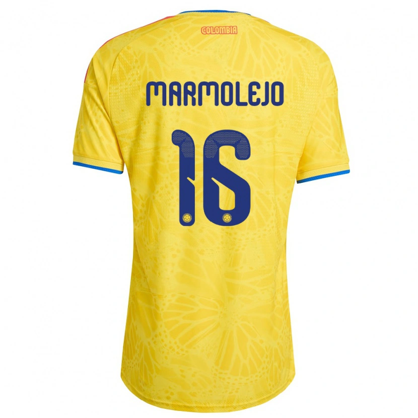 Danxen Män Colombia Samir Marmolejo #16 Gul Blå Röd Hemmatröja Matchtröjor 26-28 Tröjor T-Tröja