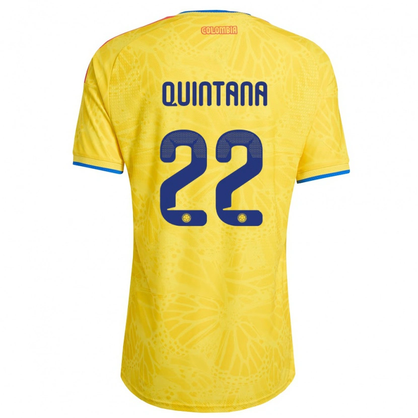 Danxen Män Colombia Breiner Quintana #22 Gul Blå Röd Hemmatröja Matchtröjor 26-28 Tröjor T-Tröja