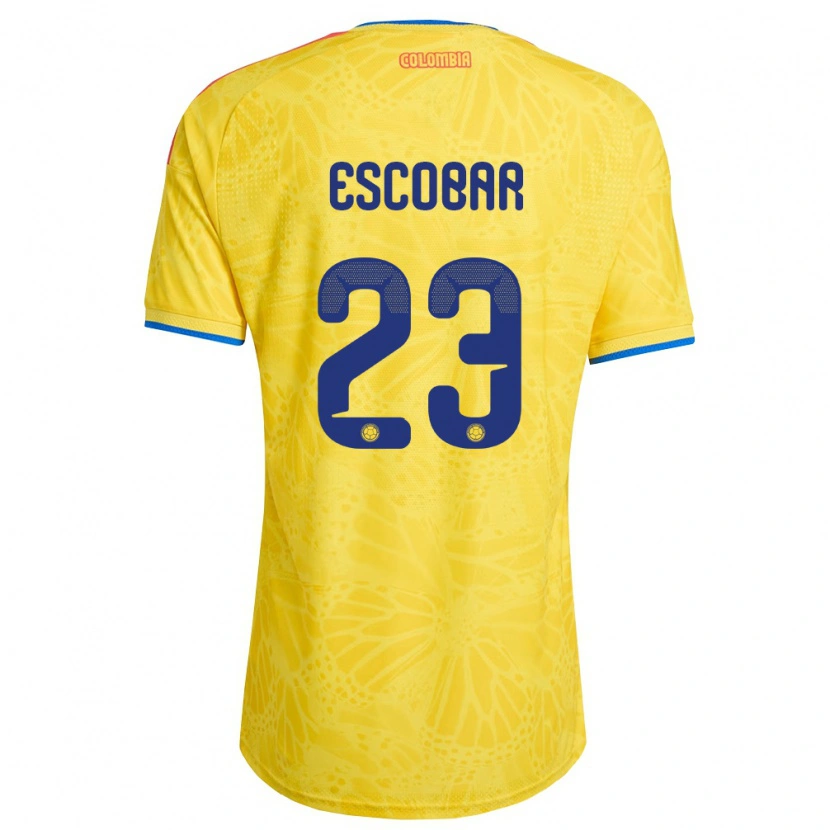 Danxen Män Colombia Josen Escobar #23 Gul Blå Röd Hemmatröja Matchtröjor 26-28 Tröjor T-Tröja