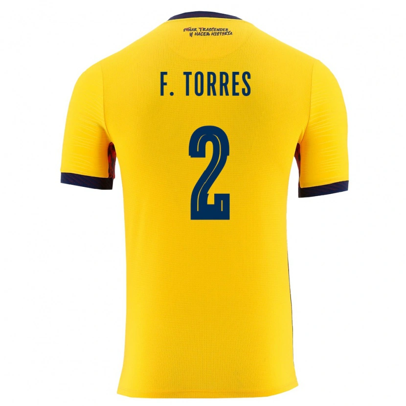 Danxen Män Ecuador Félix Torres #2 Gul Marin Hemmatröja Matchtröjor 26-28 Tröjor T-Tröja