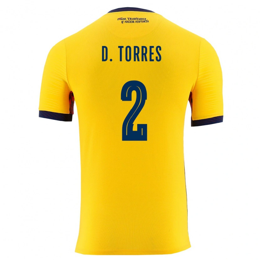 Danxen Män Ecuador Darío Torres #2 Gul Marin Hemmatröja Matchtröjor 26-28 Tröjor T-Tröja